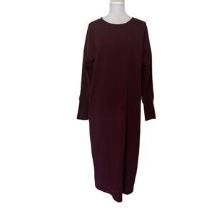 Nordstrom Women's Dark Purple 3/4 Fitted Sleeve Mid Length Stretch Dress L
